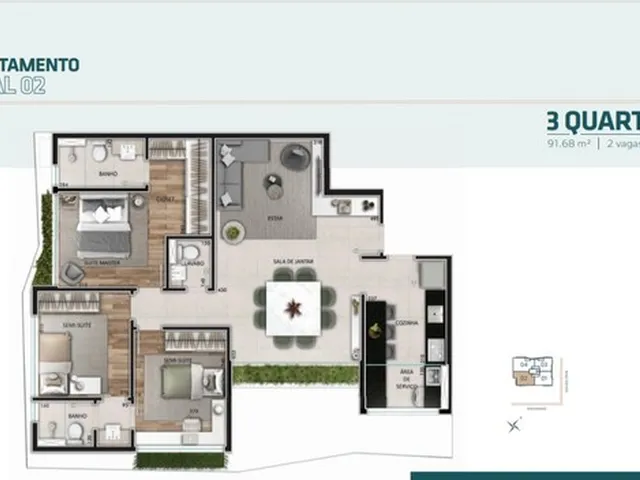 Imagem 4: Apartamento com 2 Ou 3 Quartos, com 2 Ou 3 Vagas, com 1 Suíte e 2 Semi-Suítes, Lazer
