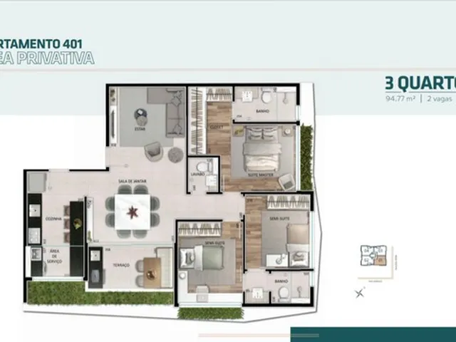 Imagem 6: Apartamento com 2 Ou 3 Quartos, com 2 Ou 3 Vagas, com 1 Suíte e 2 Semi-Suítes, Lazer