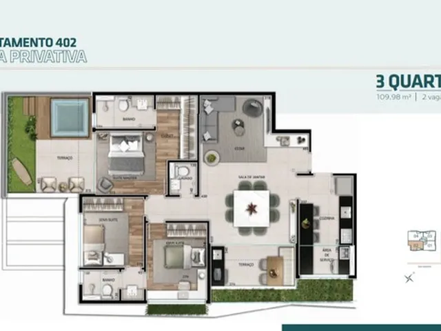 Imagem 7: Apartamento com 2 Ou 3 Quartos, com 2 Ou 3 Vagas, com 1 Suíte e 2 Semi-Suítes, Lazer