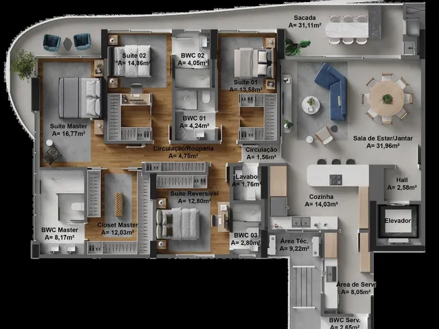Imagem 9: Skyline Apartamento com 3 dormitórios