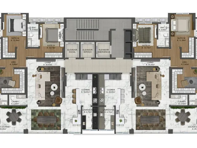 Imagem 4: Doha Tower Apartamento com 4 dormitórios