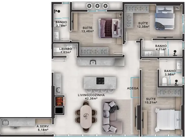 Imagem 2: Wine Tower Apartamento com 2 dormitórios