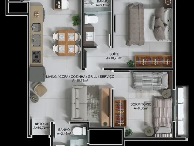 Imagem 5: Ciano Residence Apartamento com 2 dormitórios