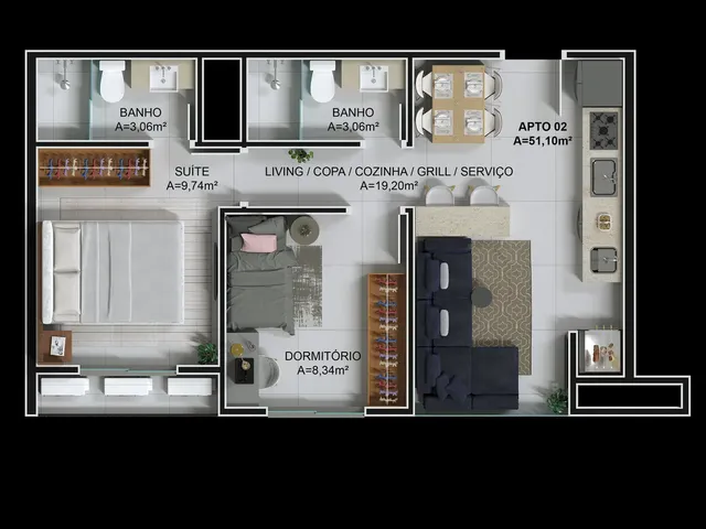 Imagem 6: Ciano Residence Apartamento com 2 dormitórios