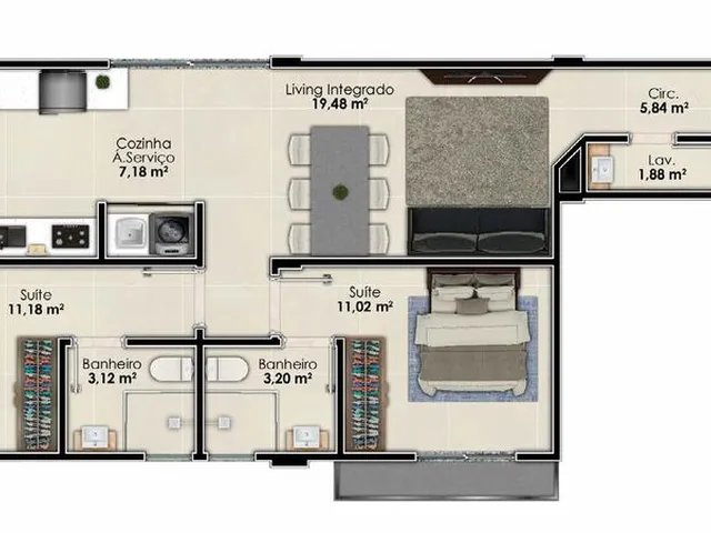 Imagem 4: Zephyros Apartamento com 2 dormitórios