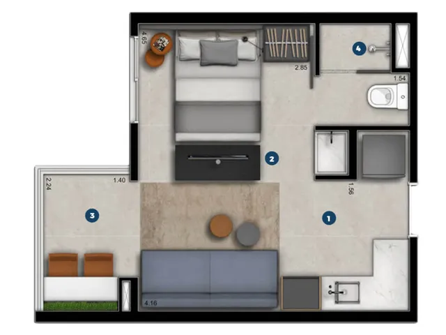 Imagem 4: Duo E-Residence Apartamento com 2 dormitórios