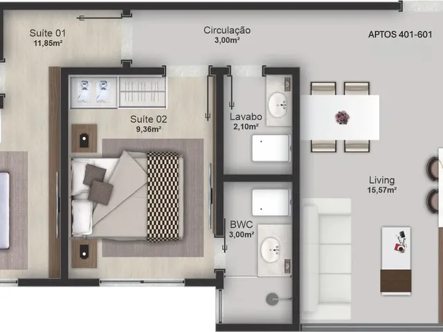 Imagem 3: 0 Apartamento com 2 dormitórios
