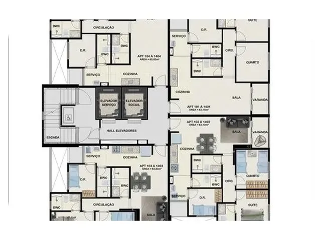 Imagem 4: Edf. Bosque da Tamarineira - Apartamentos com 2 Quartos Sendo 1 Suíte com 63M² por R