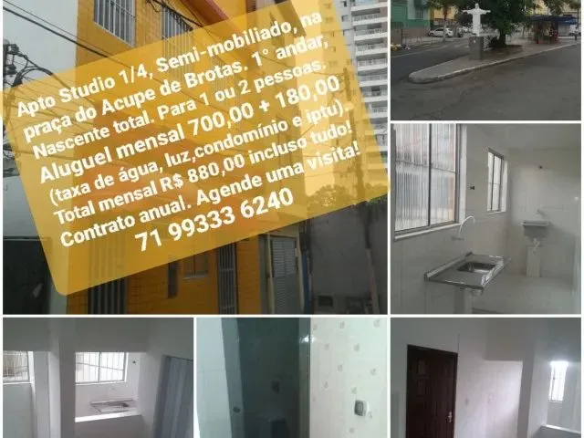 Imagem 2: Brotas! Apartamento 1/4 Studio Mobiliado, Semimobiliado e Suíte. Três Opções Em