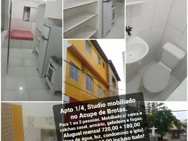 Imagem 3: Brotas! Apartamento 1/4 Studio Mobiliado, Semimobiliado e Suíte. Três Opções Em