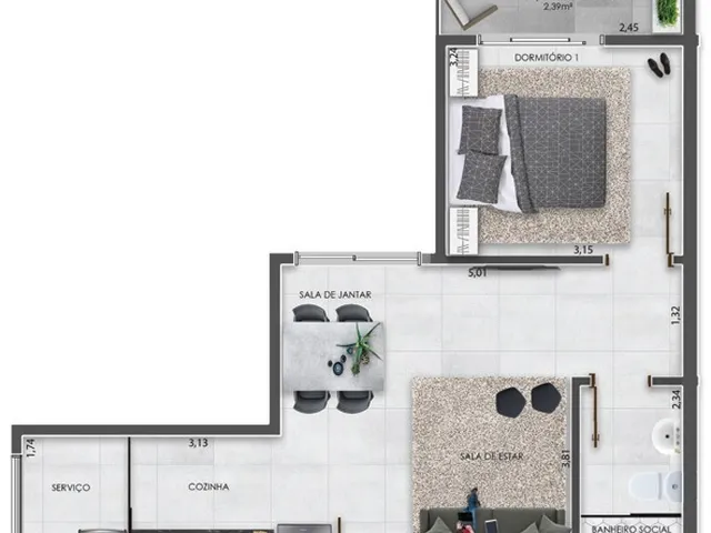 Imagem 3: Elza Boteguin Apartamento com 1 dormitório
