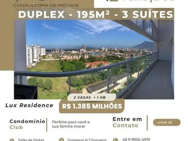 Imagem 1: Apartamento para Venda em Palhoça, Passa Vinte, 3 Dormitórios, 3 Suítes, 4 Banheiros