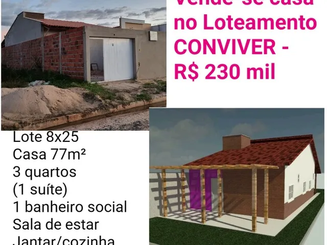 Imagem: Vendo Casa no Loteamento Conviver 77M²