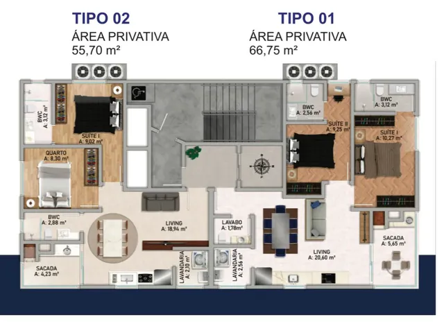 Imagem 4: Apartamento a venda em Porto Belo/SC com 67m² área privativa sendo 2 suítes, 1 vaga de