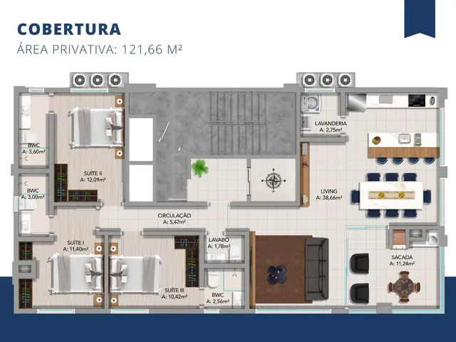 Imagem 2: Apartamento a venda em Porto Belo/SC com 67m² área privativa sendo 2 suítes, 1 vaga de