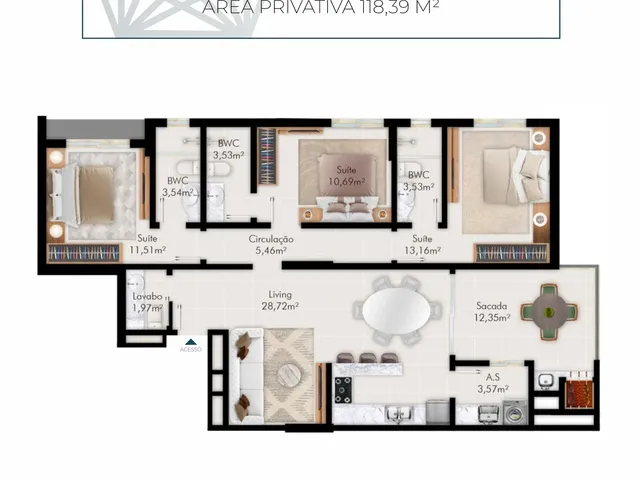 Imagem 3: Queen Tower Apartamento com 3 dormitórios