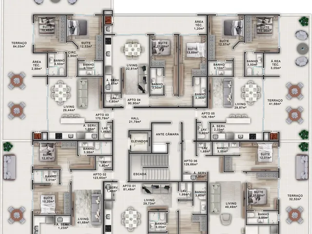 Imagem 5: Apartamento em Construção em Bombinhas/Sc com 87,43M² Área Privativa Sendo 2 Suítes 2 Vagas de Garagem Lazer Completo