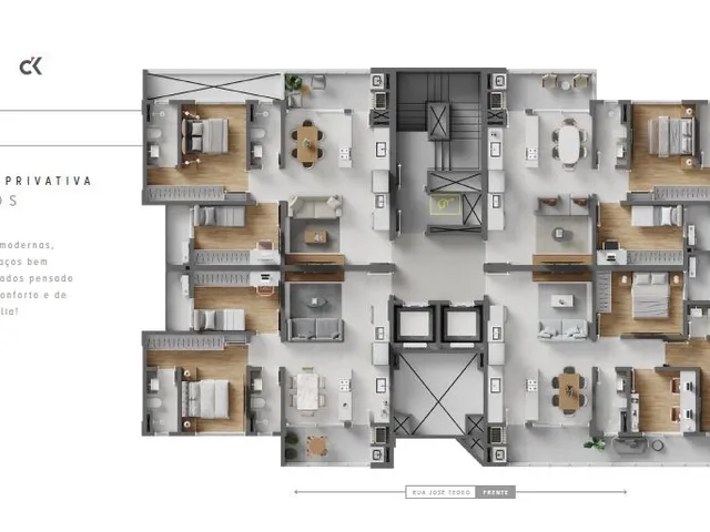 Imagem 8: Apartamento em Construção em Itajaí/Sc com 68,04M² Área Privativa Sendo 1 Suíte 1 Vaga de Garagem