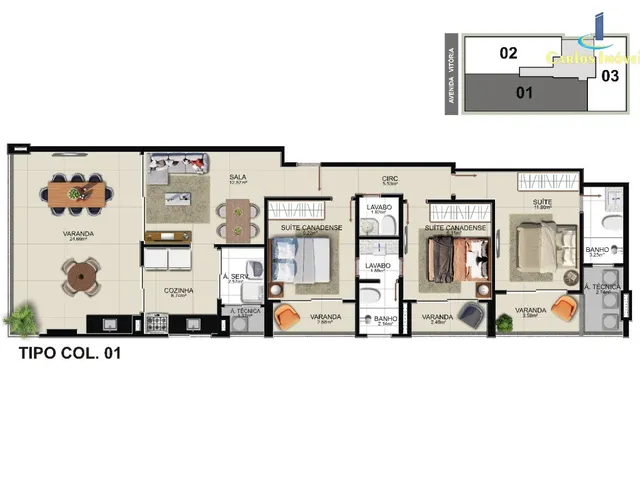 Imagem 9: Lançamento do Ed. Torre das Águas Apartamentos 2 e 3 Quartos a Venda 80x na Praia do