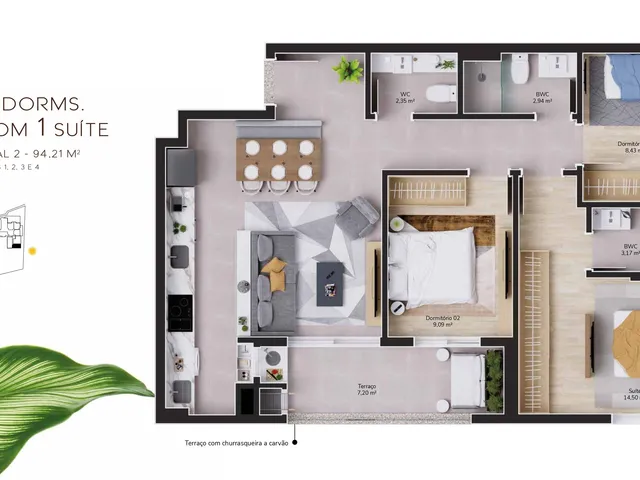 Imagem 6: Apartamento a venda de 3 dormitorios com 2 suites no bairro cacupé