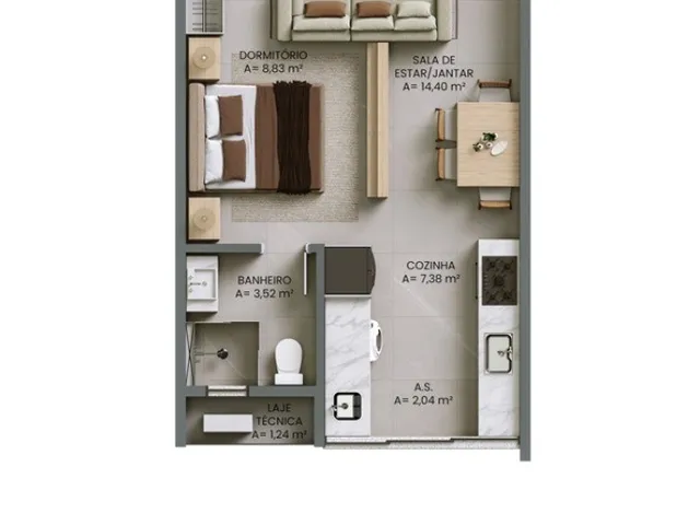 Imagem 5: RESIDENCIAL PAESAGGIO - APARTAMENTO STUDIO - COM 41M² PRIVATIVOS - NO BAIRRO FAZENDINHA