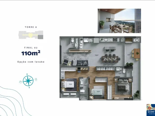 Imagem 6: RESIDENCIAL TORRES DA BRAVA - TORRE SIRENA - APARTAMENTO 03 DORMITÓRIOS, SENDO 01 SUÍTE