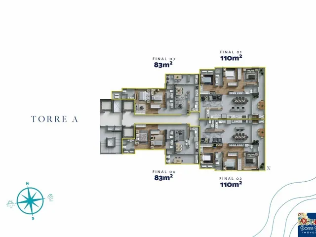 Imagem 5: RESIDENCIAL TORRES DA BRAVA - TORRE SIRENA - APARTAMENTO 03 DORMITÓRIOS, SENDO 01 SUÍTE