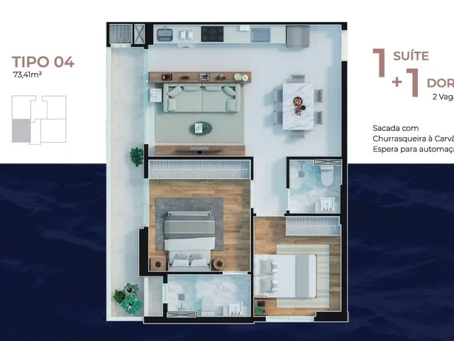 Imagem 6: SKY BRAVA RESIDENCE - APARTAMENTO 02 DORMITÓRIOS, SENDO 01 SUÍTE - ALTO PADRÃO - NA
