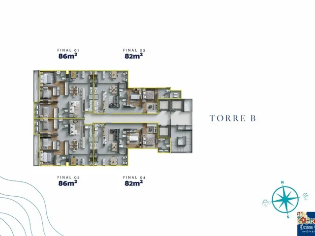 Imagem 2: RESIDENCIAL TORRES DA BRAVA - TORRE SIRENA - APARTAMENTO 03 DORMITÓRIOS, SENDO 01