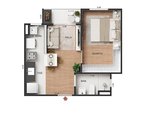 Imagem 1: Vitale Walk Apartamento com 2 dormitórios