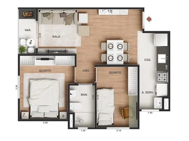 Imagem 4: Vitale Walk Apartamento com 2 dormitórios