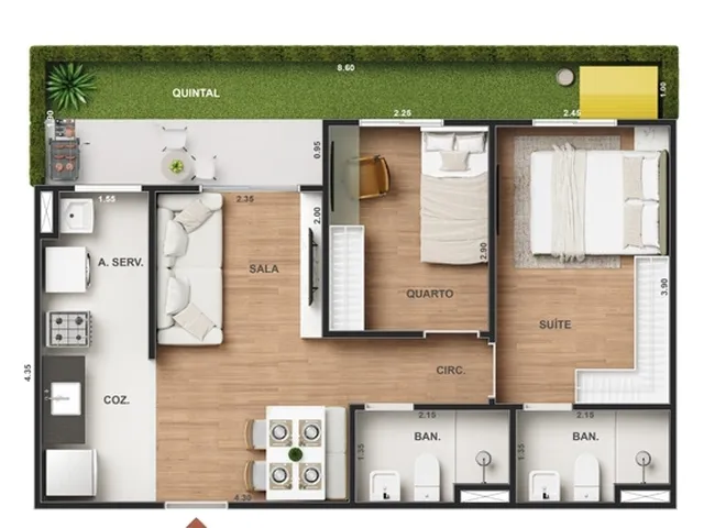 Imagem 5: Vitale Walk Apartamento com 2 dormitórios