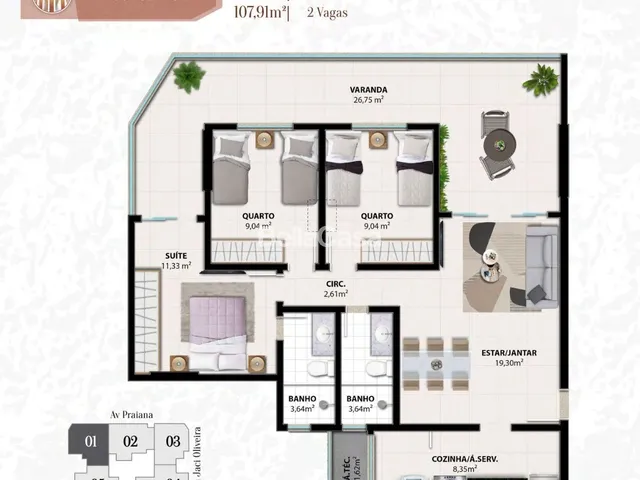 Imagem 12: Apartamento 3 quartos na Praia do Morro. Residencial Pantheon