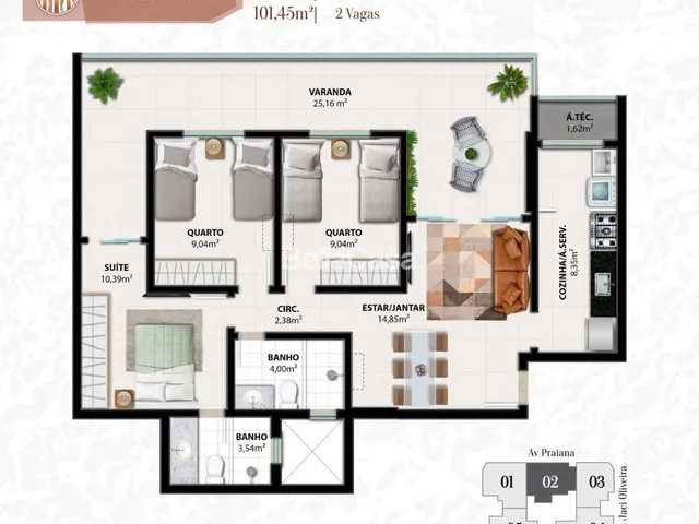 Imagem 13: Apartamento 3 quartos na Praia do Morro. Residencial Pantheon