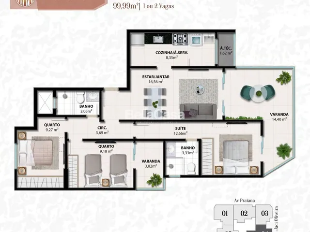 Imagem 14: Apartamento 3 quartos na Praia do Morro. Residencial Pantheon