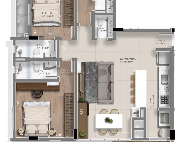 Imagem 6: Delos Residence Apartamento com 3 dormitórios
