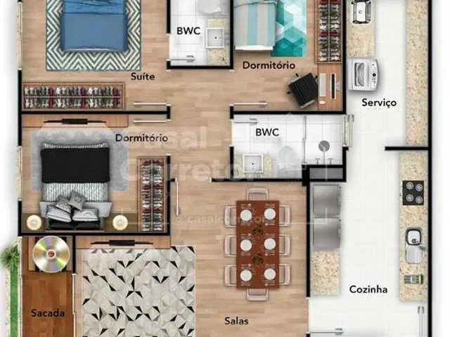 Imagem 5: APARTAMENTO DE 117m² COM TRÊS DORMITÓRIOS SENDO UMA SUÍTE