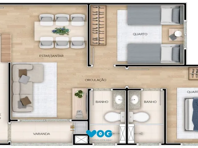 Imagem 2: PORTO NOBRE vende apartamento 2 dormitórios, sendo 1 suíte, com varanda e churra