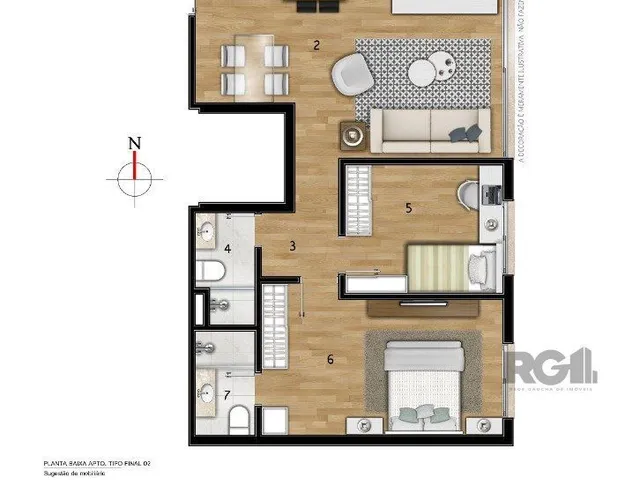 Imagem 5: Apartamento de 2 dormitórios e uma vaga para Comprar no Bairro Bom Jesus