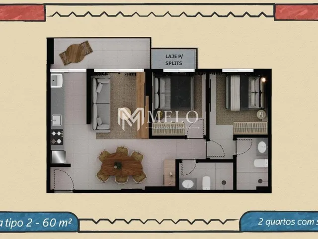 Imagem 7: Casa Caiada - Apto com 2Qts, 1Suite, 1Vaga, 60M²