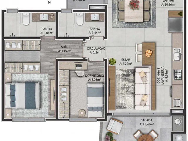 Imagem 16: Apartamento 2 quartos, 1 suíte, 2 vagas Caxias do Sul