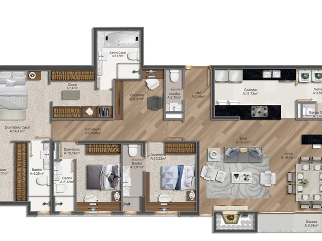 Imagem 2: Apartamento à venda em Três Figueiras, Porto Alegre-RS: 3 quartos, 3 suítes, 5