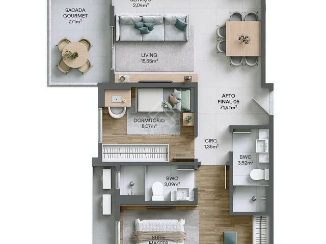 Imagem 5: Living 360 Apartamento com 2 dormitórios