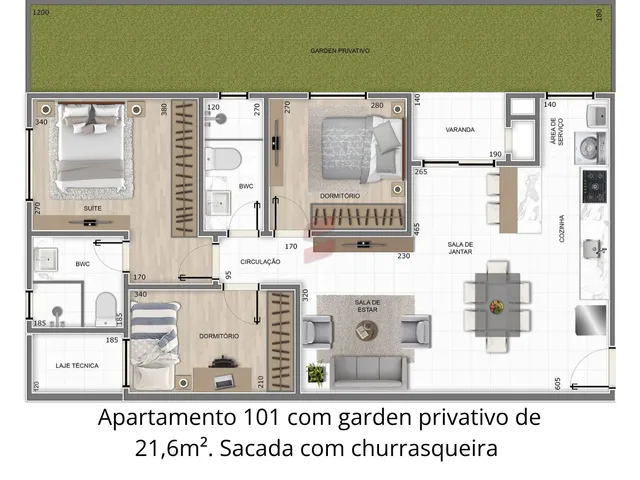 Imagem 3: APARTAMENTO COM GARDEN com 2 dormitórios à venda com 60.09m² por R$ 345.000,00 no