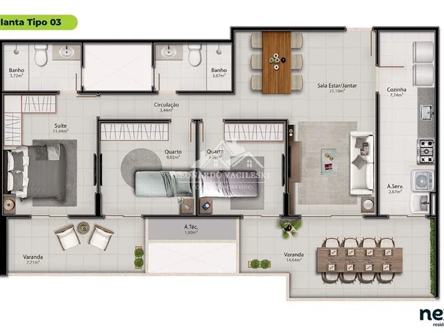 Imagem 8: Apartamento à venda em Alphaville Jacuhy, Serra-ES: 3 quartos, 1 suíte, 1 sala, 2 vagas