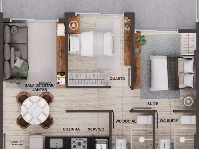 Imagem 2: Jardins Al Mare Apartamento com 1 dormitório