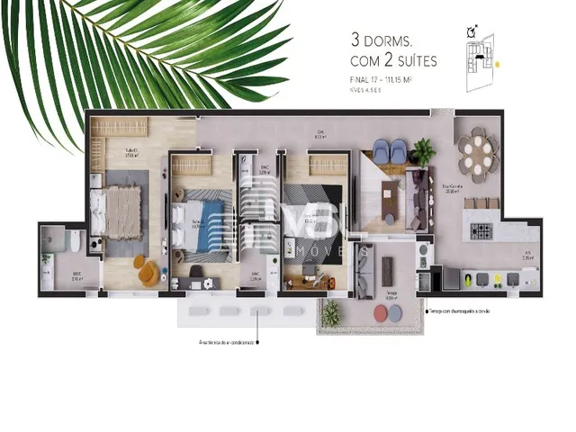 Imagem 9: HOME CACUPE, apartamento com 3 dormitórios sendo 2 suítes, e duas garagens