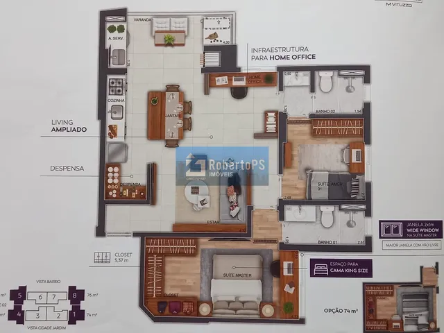 Imagem 3: Lindo Apartamento 3 Dormitórios em Construção no Satélite. Apartamento com 3 Dormitórios com 1 Suíte. com Sacada Ampla