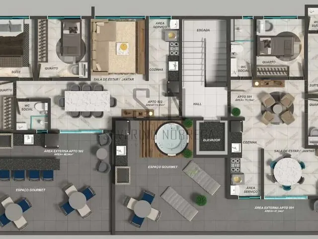 Imagem 4: Apartamento a Venda Bancários, 80m² 3 Quartos, 1 Suíte, Varanda, Elevador, Piscina