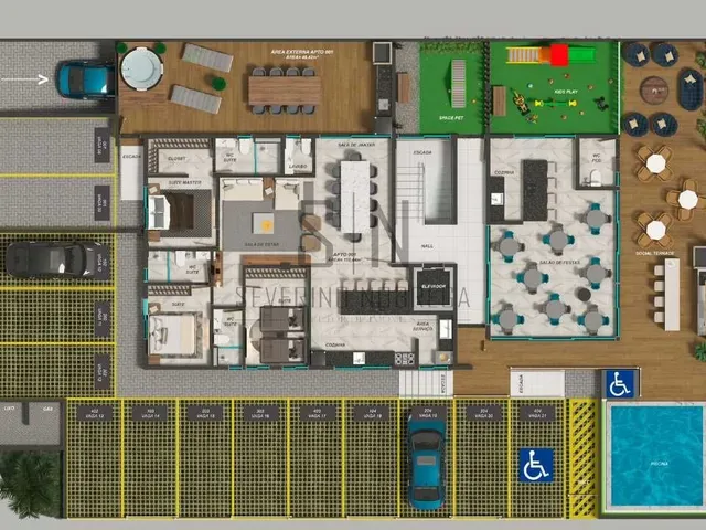Imagem 16: Cobertura Plana Bancários , 120m² 3 Quartos, 1 Suíte, Elevador, Jacuzzi, espaço